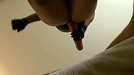 ebony mistress dominating with strapon pegging to total submission