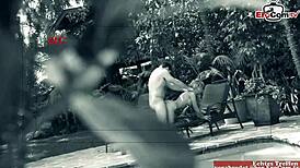 Busty Blonde Slut SEDUCED by Pool for Raw OUTDOOR SEX. She Takes It Hard in Tight Spots!