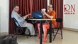 hey, monday at the office, wanna see an employee with no panties teasing and sucking dick?