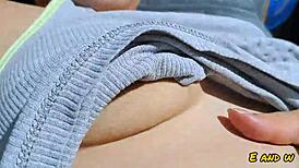 my little 18+ stepdaughter shows me something while we watch a movie