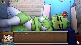 Creeper girl and piglette give deepthroat in Hornycraft ep 24 😜