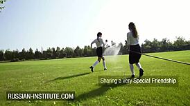 Naughty French Mina Sauvage and Shona River in Outdoor Threesome!