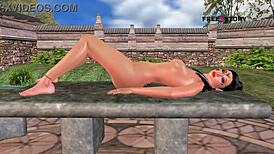cute indian girl in 3d cartoon laying down with a carrot