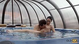 Watch this skinny pornstar strip and get drilled hard!