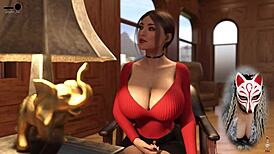 Sexy secretary with huge boobs gets playful in office!