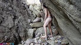 Cave woman came for sex, got all holes stuffed hard, oops!