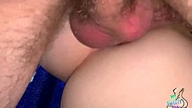 Mickey Mouse pants on and a messy creampied ass after