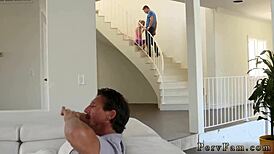 Hey, my cheerleader stepdaughter is seducing my associate's stepson in this taboo hardcore scene.