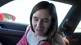 Kourtney Ray enjoys pussy play and road head on beach date POV