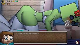 Creeper girl and piglette give deepthroat in Hornycraft ep 24 😜