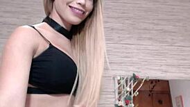 Latina camgirl stretches ass with huge toys