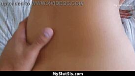 Hot STEPSISTER STUFFS her mouth with STEPBROS COCK!