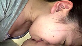 Asian babe begs for rough 3p sex with spanking and cumshots