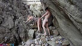 Cave woman came for sex, got all holes stuffed hard, oops!