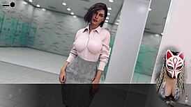 Sexy secretary with huge boobs gets playful in office!