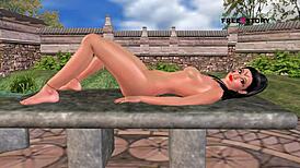 cute indian girl in 3d cartoon laying down with a carrot