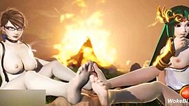 bayonetta 3d hentai compilation featuring big ass brunette deepthroat 😈