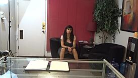 Angie's bold casting interview with sex and tattoos. Intense action in the session