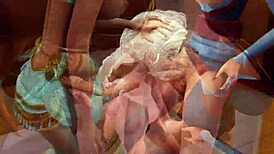 Wife giving pleasure to work friend