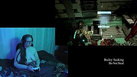 Naked Brunette Plays Deadspace With Big Natural Tits