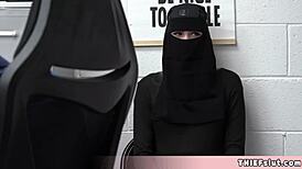 Man, this cute Muslim chick hid stolen stuff under clothes, oops!
