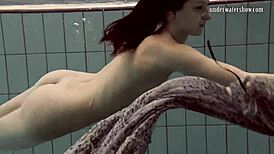 Loris Licicia's daring underwater nude swim