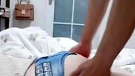 asian student bent over, wet pussy fucking