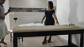 recording this big ass latina masseuse getting licked and rimmed in doggystyle