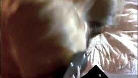 Blonde says, 'Suck my small tits while I blow your big cock'