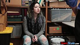 lp officer fucked his curvy teen thief stepdaughter at work in doggystyle