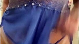 Milf with big tits receives guided handjob to rock music