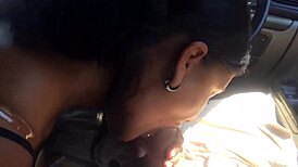 Brunette Wife Sucks Monster Cock Deep in Car