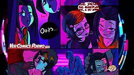 Detailed Cartoon Party Scenes With Anime Characters And Hentai Elements