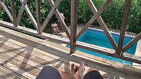 My wife tans by the pool. Meanwhile, sister-in-law bangs me on the balcony!