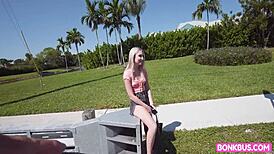 Britt Blair rides hard in cowgirl and takes facial