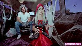 Britt Blair rides hard in cowgirl and takes facial