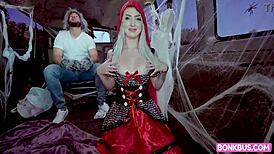 Britt Blair rides hard in cowgirl and takes facial