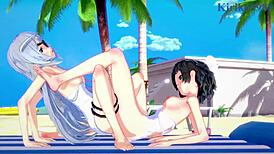 Miku Kohinata And Laura Bodewig Intense Lesbian Play In Symphogear Infinite Stratos Hentai