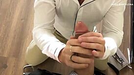 Watch this blowjob in the office with a monster cock leading to huge cum and epic facial?