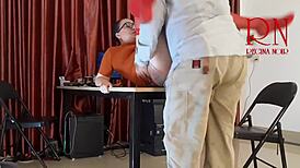 Man, Monday office vibes with employee teasing no panties and sucking dick