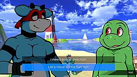 oh so hero gay hentai game with endless footjob on the beach