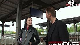 Skinny German babe picked up at train station and banged! 🚂💦