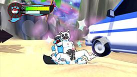 oh so hero gay hentai game with endless footjob on the beach