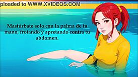 Jerk off to hentai traviesa in pool with spanish voice