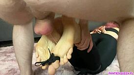 I can't believe my stepsister's tight feet gave me the best footjob ever
