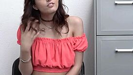 Tiny teen caught stealing in store, now she’s paying with her body.