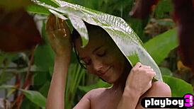 Stunning blonde milf Katya Clover flaunts flawless body in rainy outdoor pose