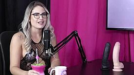 Blonde enters liberal world with couple's help and meets producer lucas ferraz in sheer red lingerie