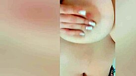 so this busty beauty teases her big nipples on camera while parents sleep nearby, wild stuff!