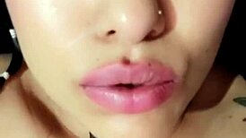 bluee shows face of pleasure while masturbating for you, beautiful exhibitionist